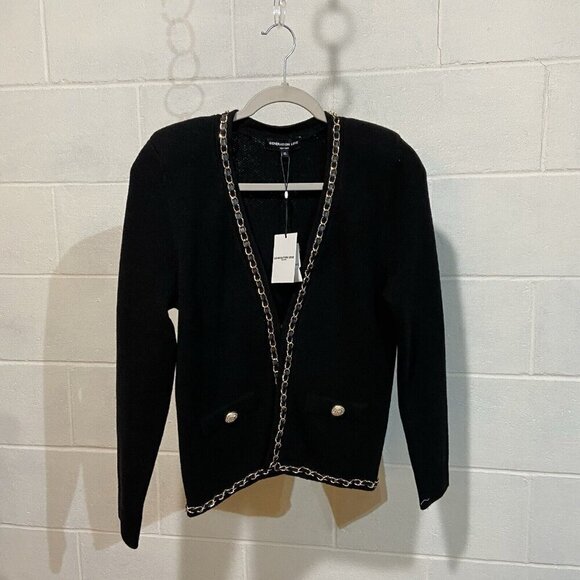Generation Love Women's Senna‎ Cadrigan XSMALL Black Chain Accent Gold Buttons - Picture 1 of 6